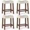 Set of 4 Modern Upholstered Counter Height Bar Stools with Saddle Seat